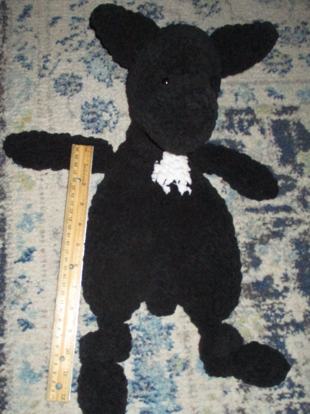 20" Soft Crochet Custom Black and White Puppy Lovey